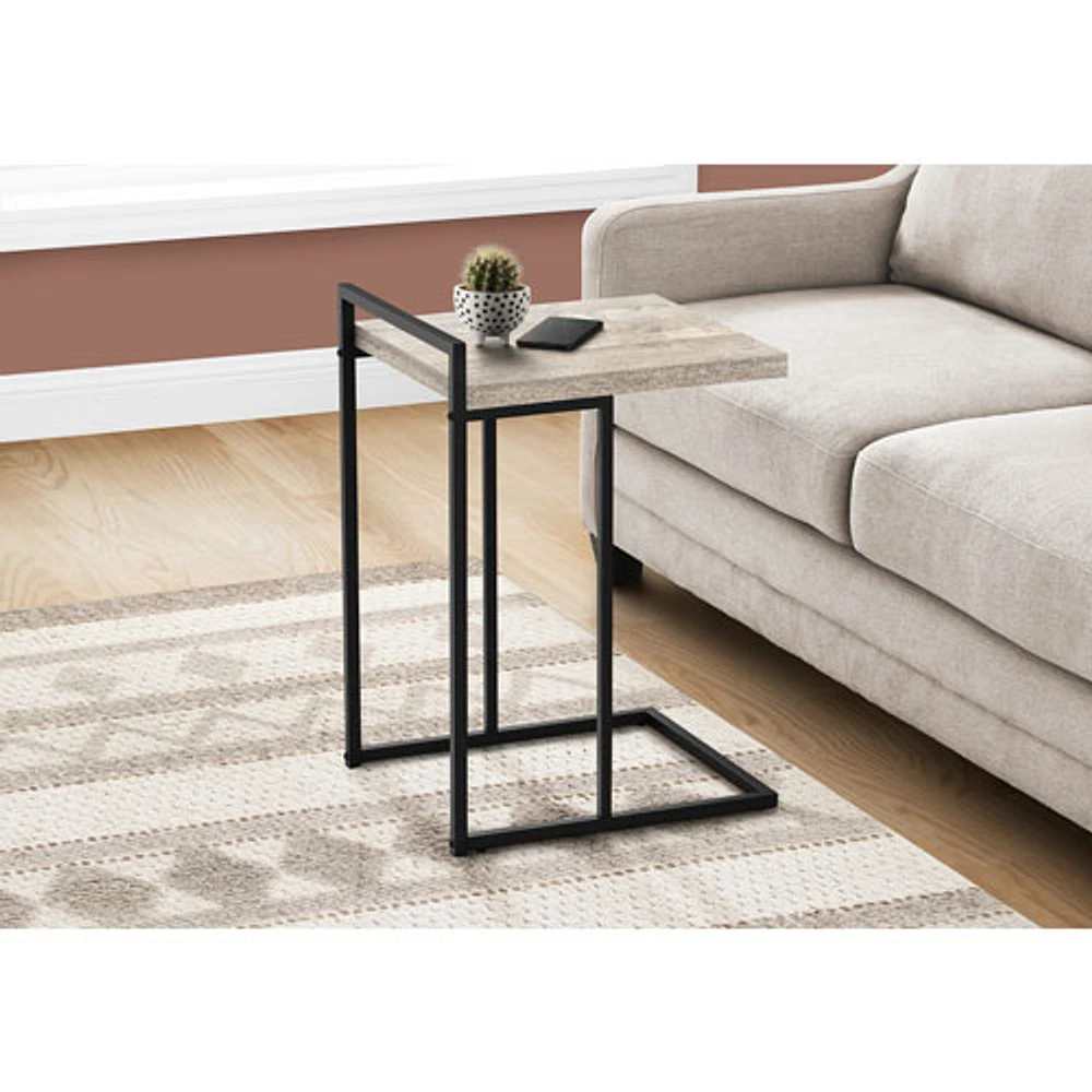 Monarch Thick-Panel Contemporary Rectangular Accent Table - Taupe Reclaimed Wood-Look/Black