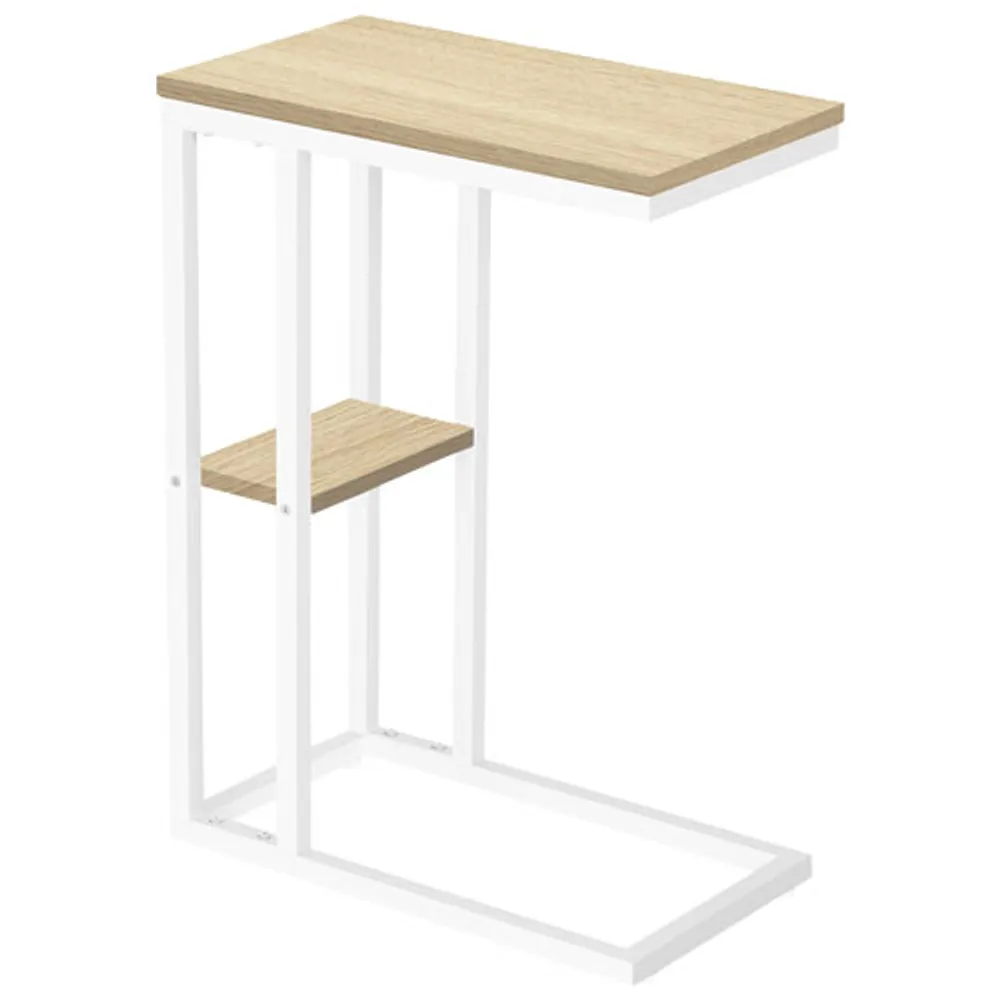 Monarch Contemporary Rectangular 2-Shelf Accent Table - Natural/White