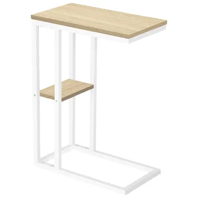 Monarch Contemporary Rectangular 2-Shelf Accent Table - Natural/White