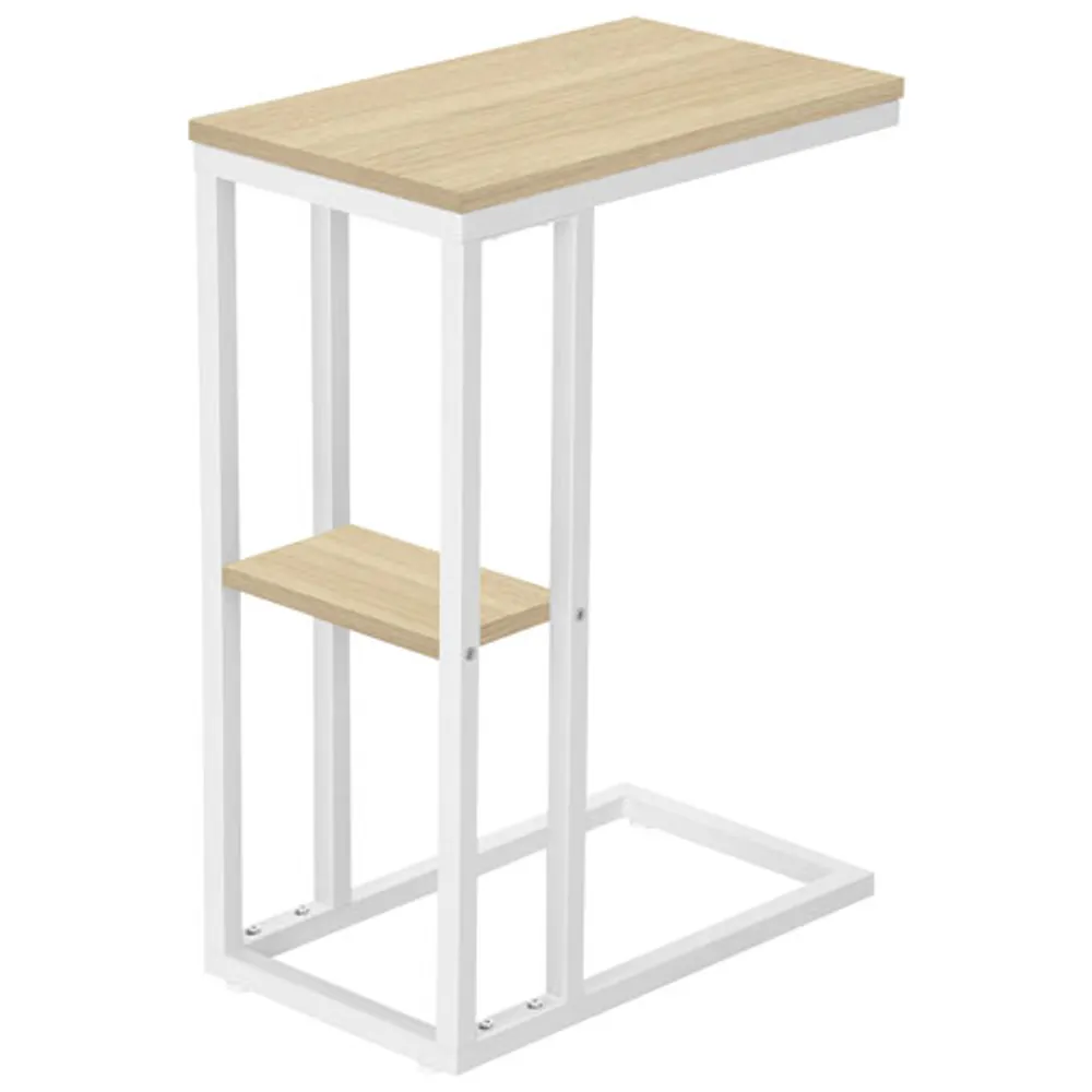 Monarch Contemporary Rectangular 2-Shelf Accent Table - Natural/White