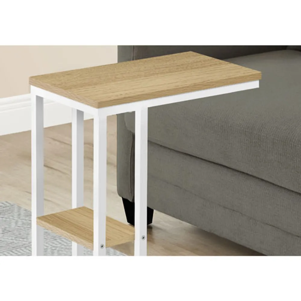 Monarch Contemporary Rectangular 2-Shelf Accent Table - Natural/White