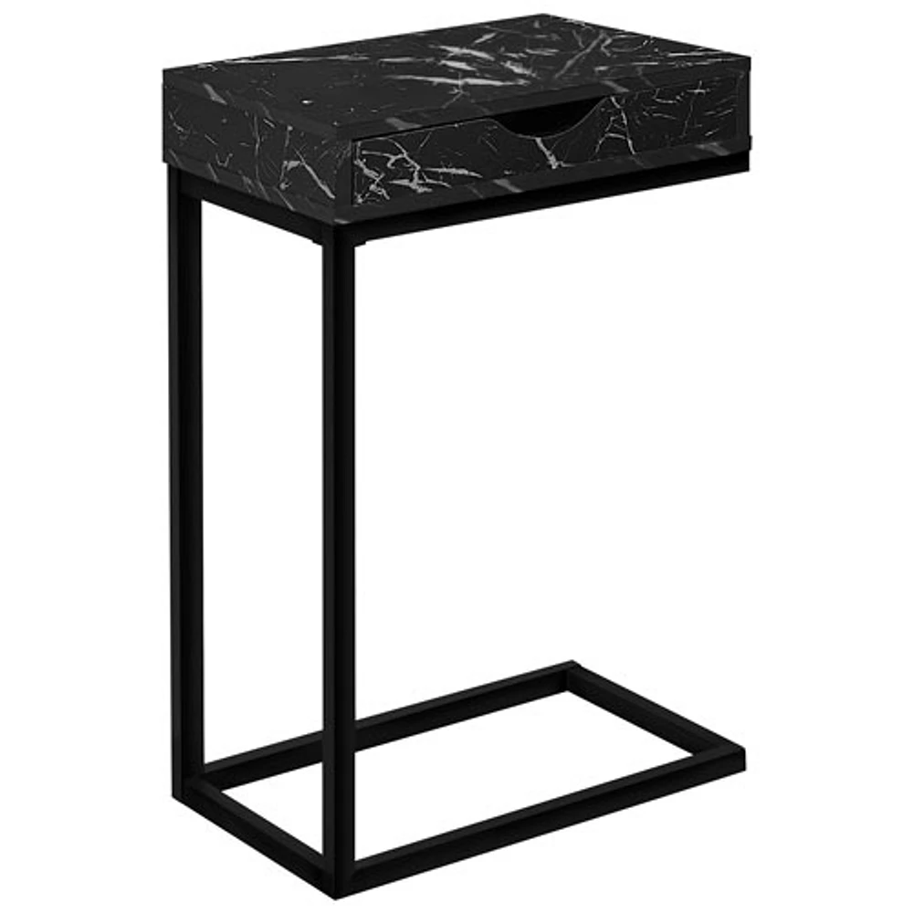 Monarch Contemporary Rectangular Accent Table - Black Marble-Look