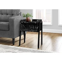 Monarch Contemporary Rectangular 2-Tier Accent Table - Black Marble-Look