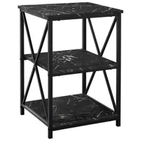 Monarch Contemporary Square End Table - Black Marble-Look