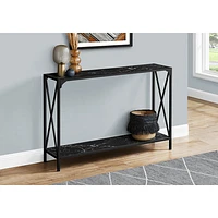 Monarch Contemporary Rectangular Console Table - Black Marble-Look