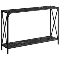 Monarch Contemporary Rectangular Console Table - Black Marble-Look