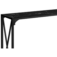 Monarch Contemporary Rectangular Console Table - Black Marble-Look