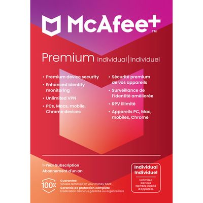McAfee+ Premium Individual (PC/Mac/iOS/Android) - Unlimited Devices - 1 Year