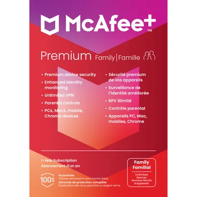 McAfee+ Premium Family (PC/Mac/iOS/Android) - Unlimited Devices - 1 Year