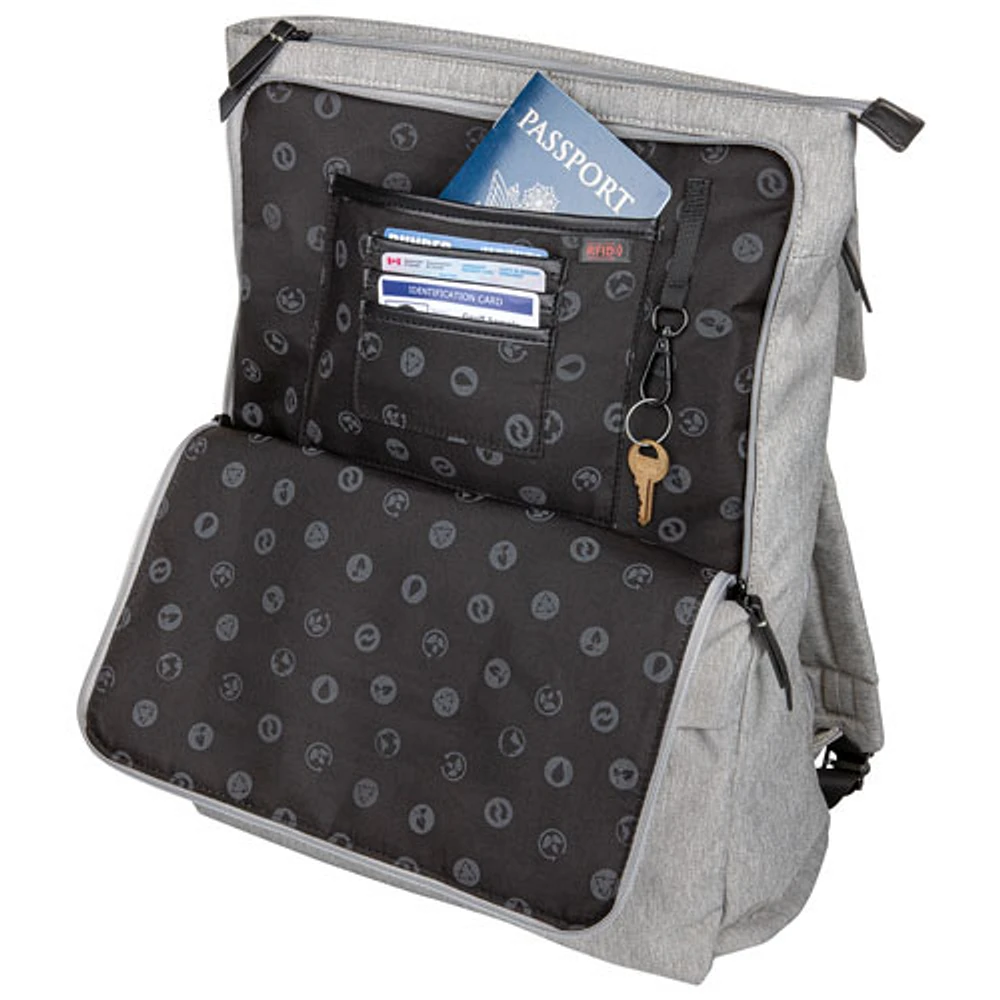 Sac griffé uni REBORN de Bugatti pour portable de 15,6 po - Gris