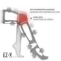 EZ-X Premium Air Compression Leg Massager with Knee Heating - Grey