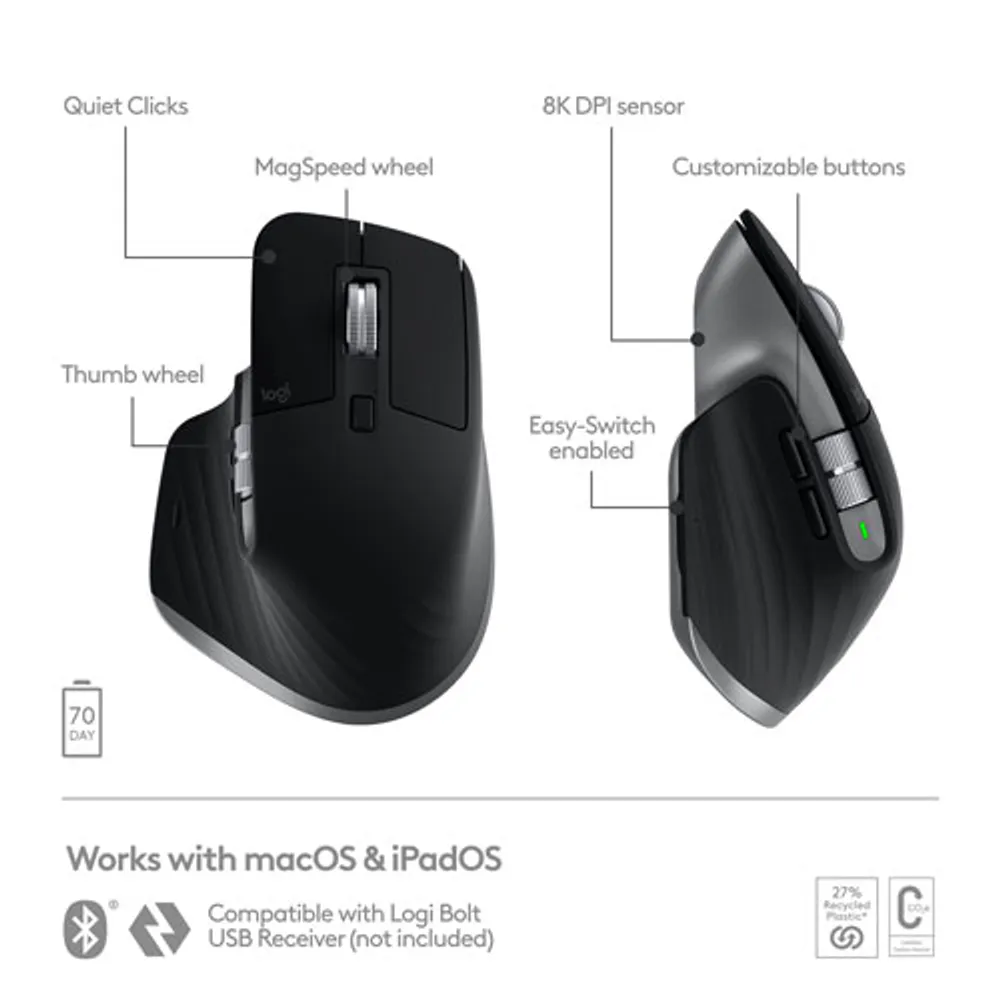 Souris Bluetooth optique MX Master 3S de Logitech pour Mac