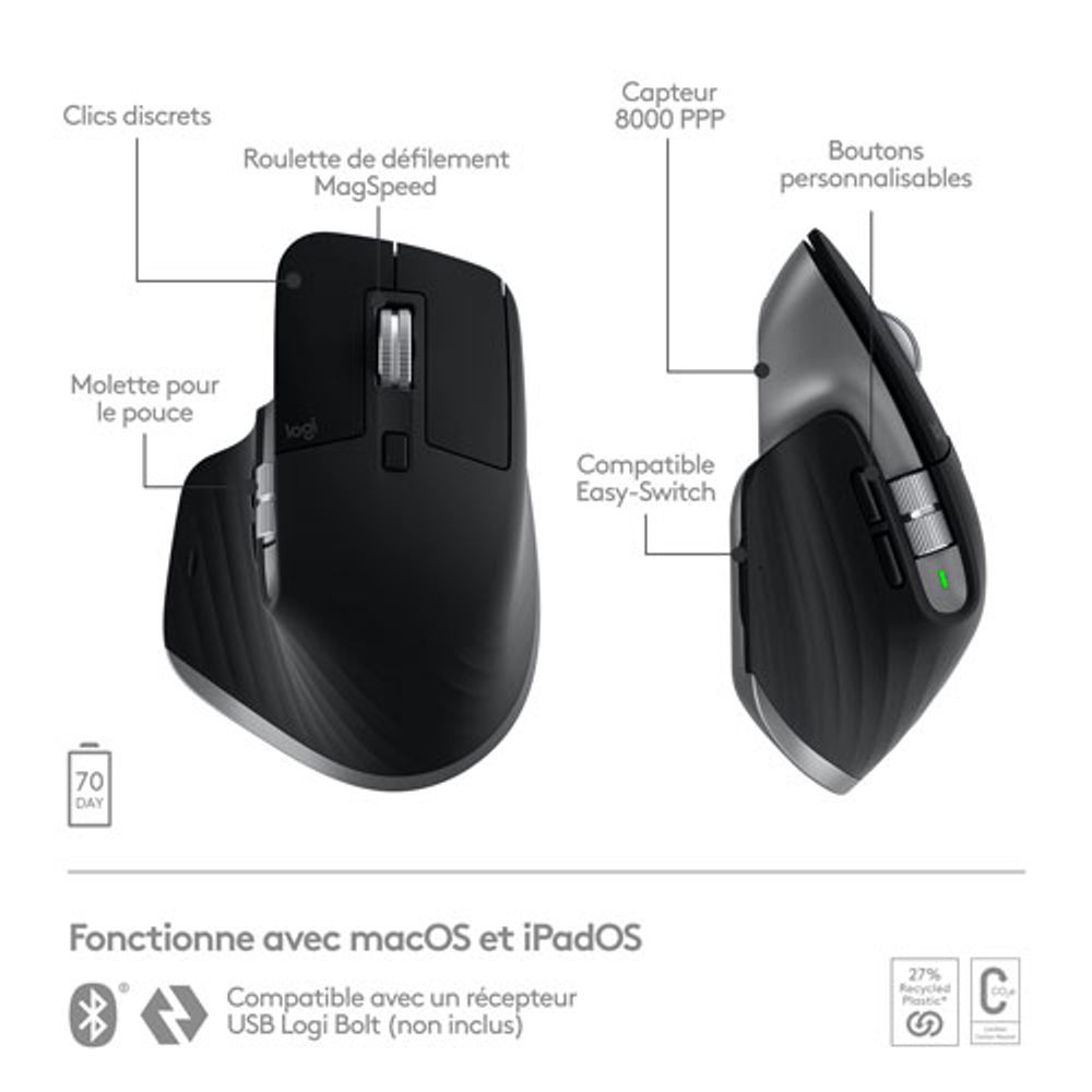 Logitech MX Master 3S Bluetooth Optical Mouse for Mac