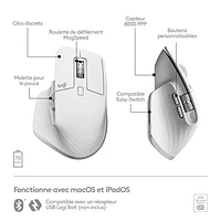Souris Bluetooth optique MX Master 3S de Logitech pour Mac - Gris pâle