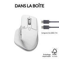 Souris Bluetooth optique MX Master 3S de Logitech pour Mac - Gris pâle