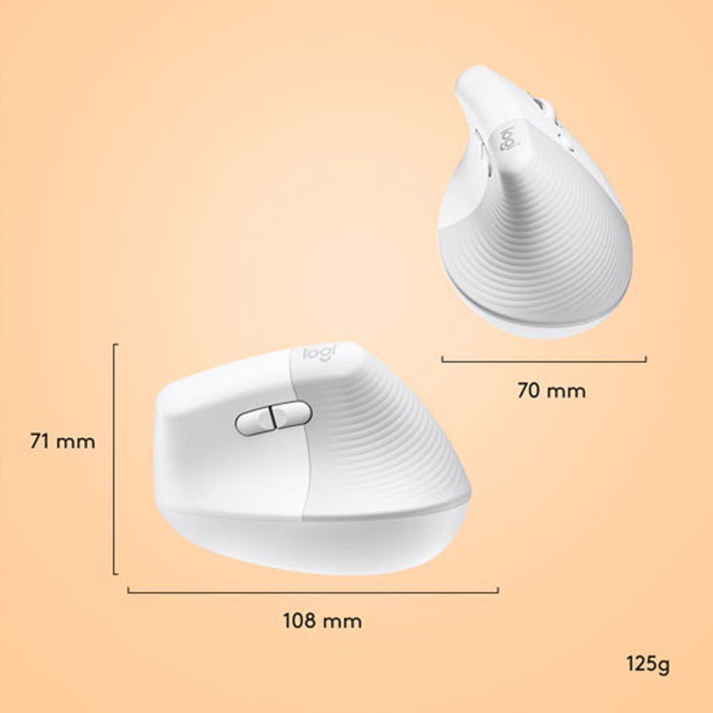 Logitech Lift Ergonomic 4000 DPI Wireless Mouse for Mac - Off-White