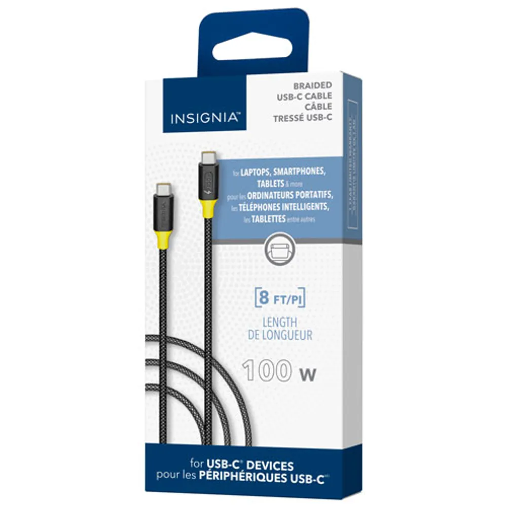 Insignia 2.5m (8 ft.) USB-C to USB-C Charge Cable (NS-CC5A8FT-C) - White - Only at Best Buy