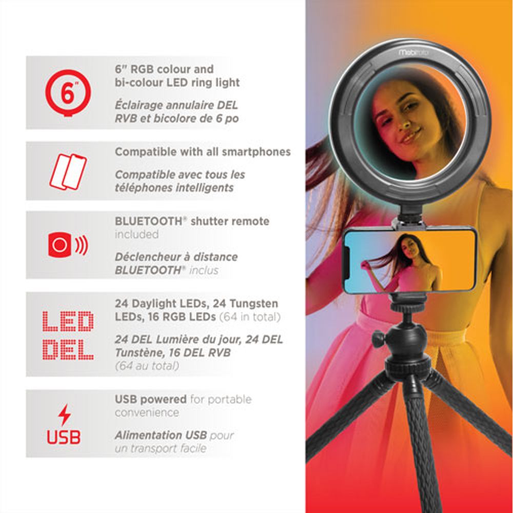 Sunpak 22 Bi-Color Ring Light Vlogging Kit with Bluetooth Remote