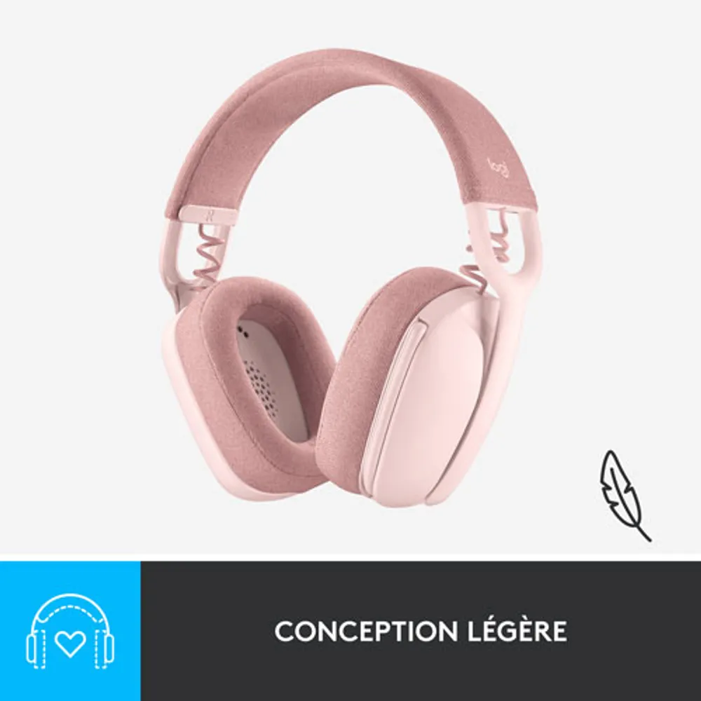 Casque d'écoute sans fil avec microphone Zone Vibe 100 de Logitech - Rose