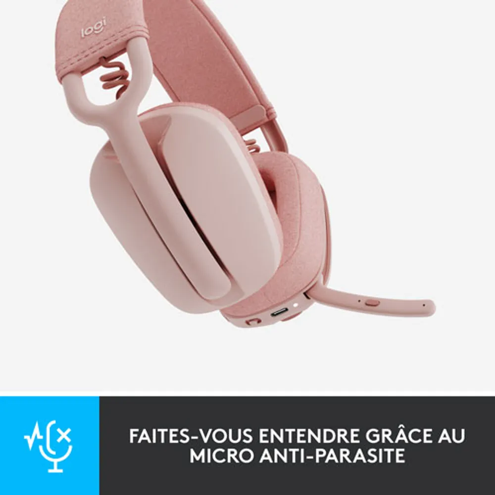 Casque d'écoute sans fil avec microphone Zone Vibe 100 de Logitech - Rose