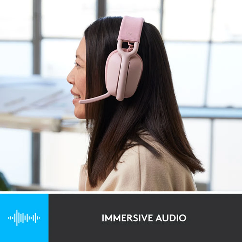 Casque d'écoute sans fil avec microphone Zone Vibe 100 de Logitech - Rose
