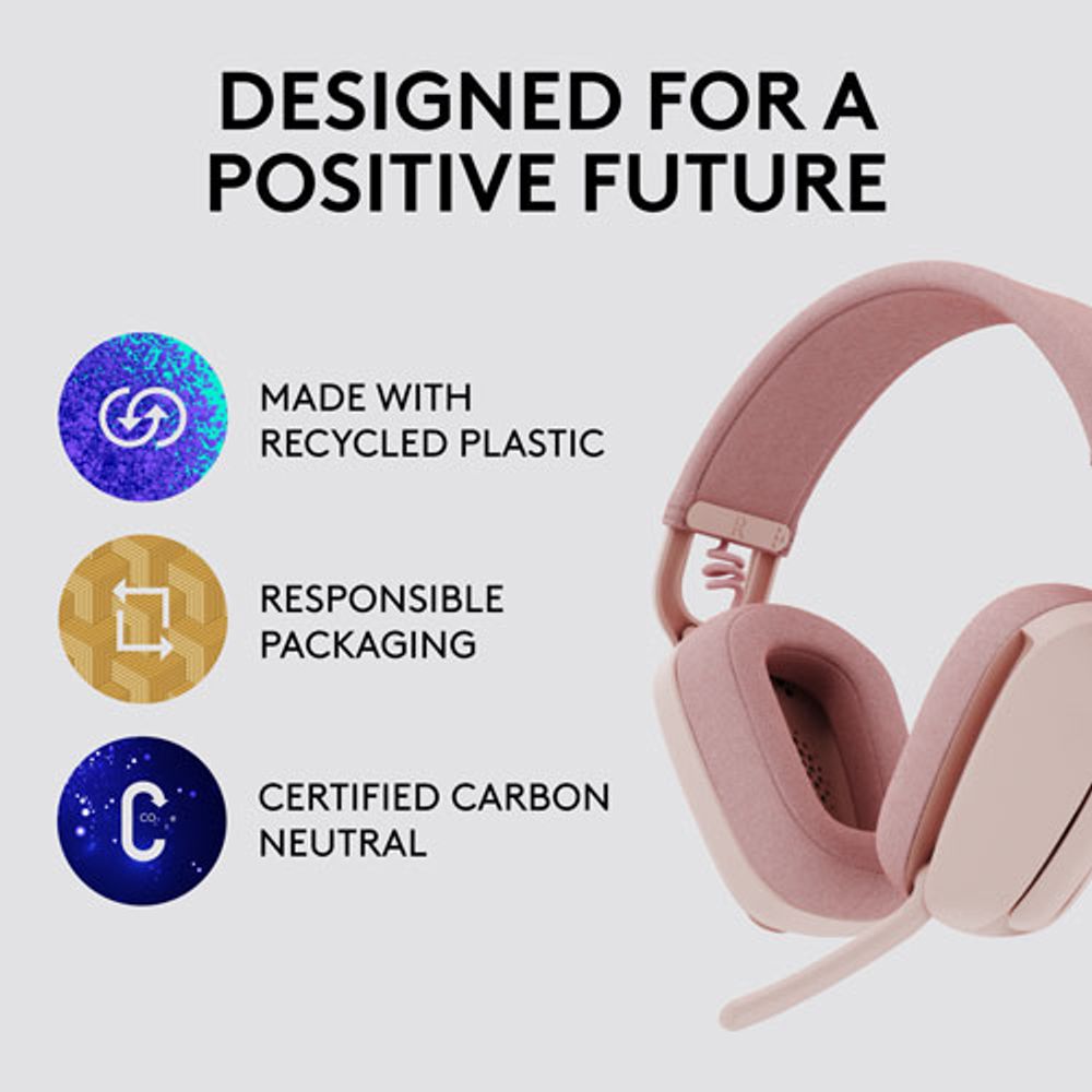 Logitech Zone Vibe 100 Wireless Headset with Microphone - Rose