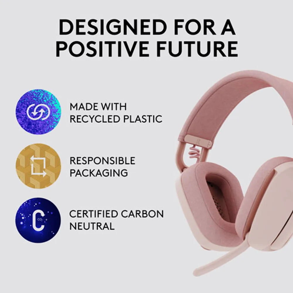 Casque d'écoute sans fil avec microphone Zone Vibe 100 de Logitech - Rose