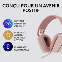 Casque d'écoute sans fil avec microphone Zone Vibe 100 de Logitech - Rose