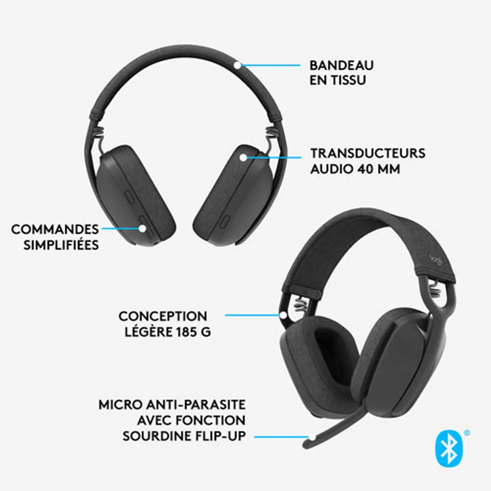 Casque d'écoute sans fil avec microphone Zone Vibe 100 de Logitech