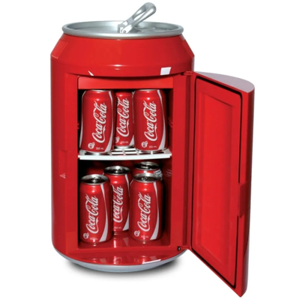 Coca-Cola Retro Vending Machine Style 10 Can Mini Fridge with  Display Window, AC/DC Portable Beverage Cooler for Soft Drink Cans,  Includes 12V and AC Cords, for Home Office Dorm Cottage, Red 