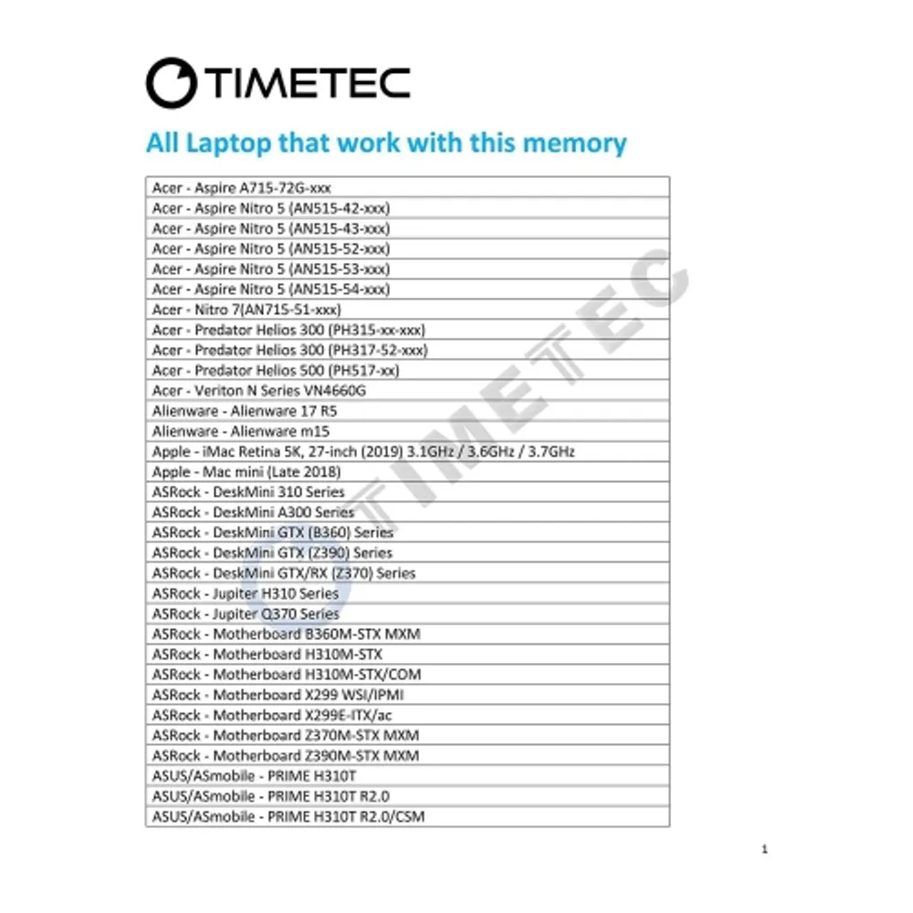 Timetec 16GB DDR4 2666MHz (DDR4-2666) PC4-21300 (PC4-2666V) Non-ECC  Unbuffered 1.2V CL19 2Rx8 Dual Rank 260 Pin SODIMM Laptop Notebook PC  Computer