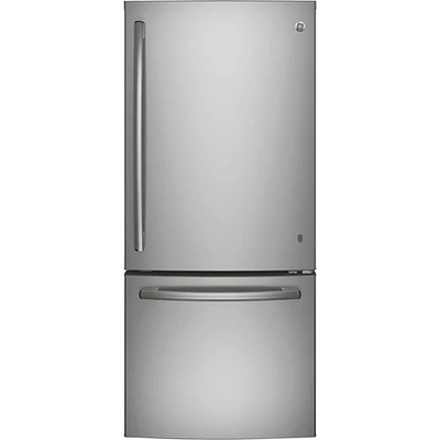 GE 30" 21 Cu. Ft. Bottom Freezer Refrigerator (GDE21DYRKFS) - Stainless - Open Box - Scratch & Dent