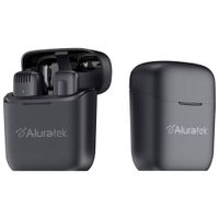 Aluratek Wireless USB-C Lapel Condenser Microphone with Charging Case - Black