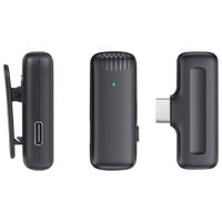 Aluratek Wireless USB-C Lapel Condenser Microphone with Charging Case - Black