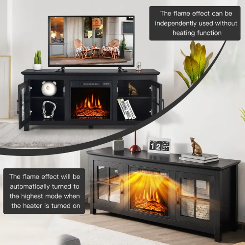 Costway 58 Inches Fireplace TV Stand for TVs up to 65 Inches W/ 1400W  Electric Fireplace | Galeries de la Capitale