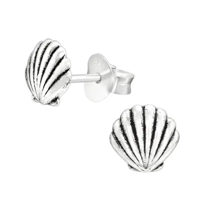 Ag Sterling - Sterling Silver Sea Shell Stud Earrings