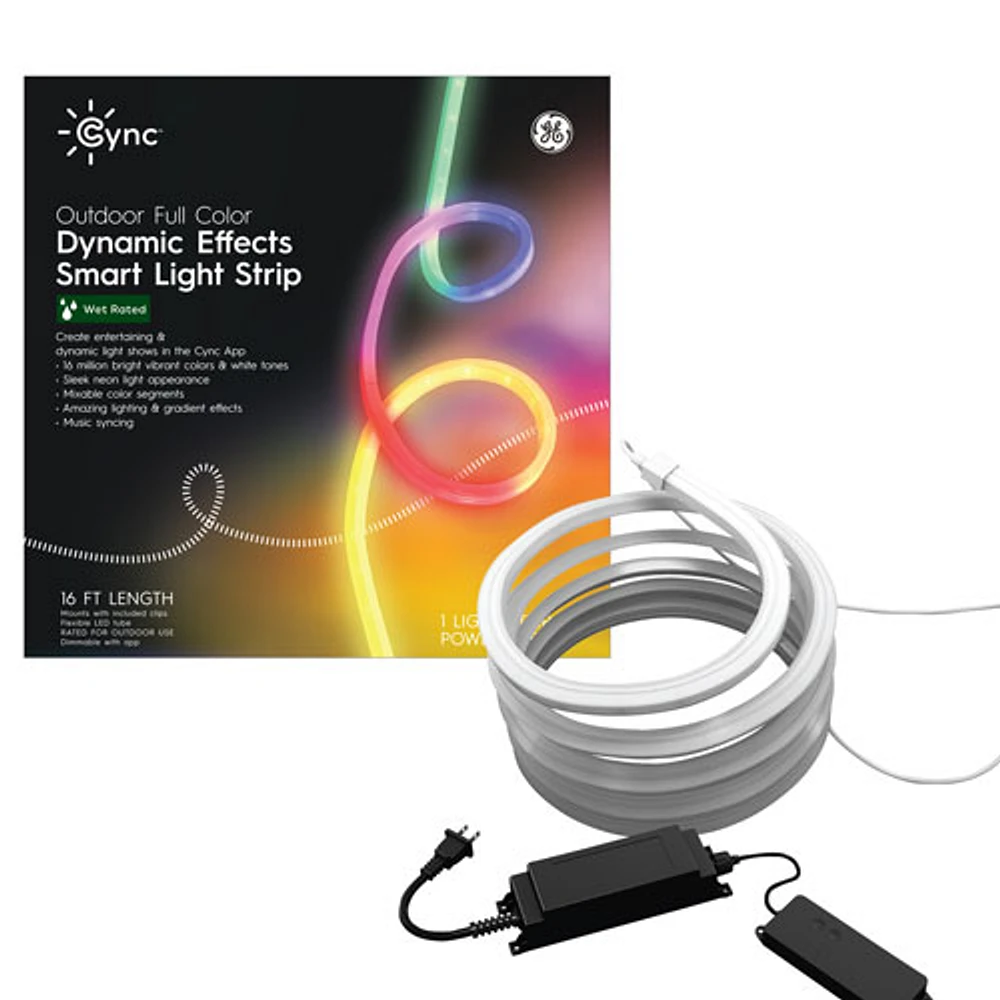 GE Cync 4.9m (16 ft.) Dynamic Effects Gradient Outdoor Smart Light Strip - Multi-Colour