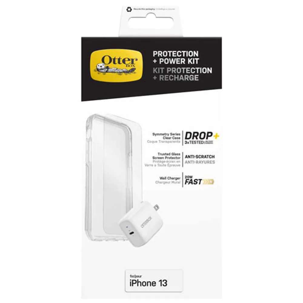 OtterBox Symmetry Fitted Hard Shell Case for iPhone 14 Pro Max with Protection & Power Kit - Clear