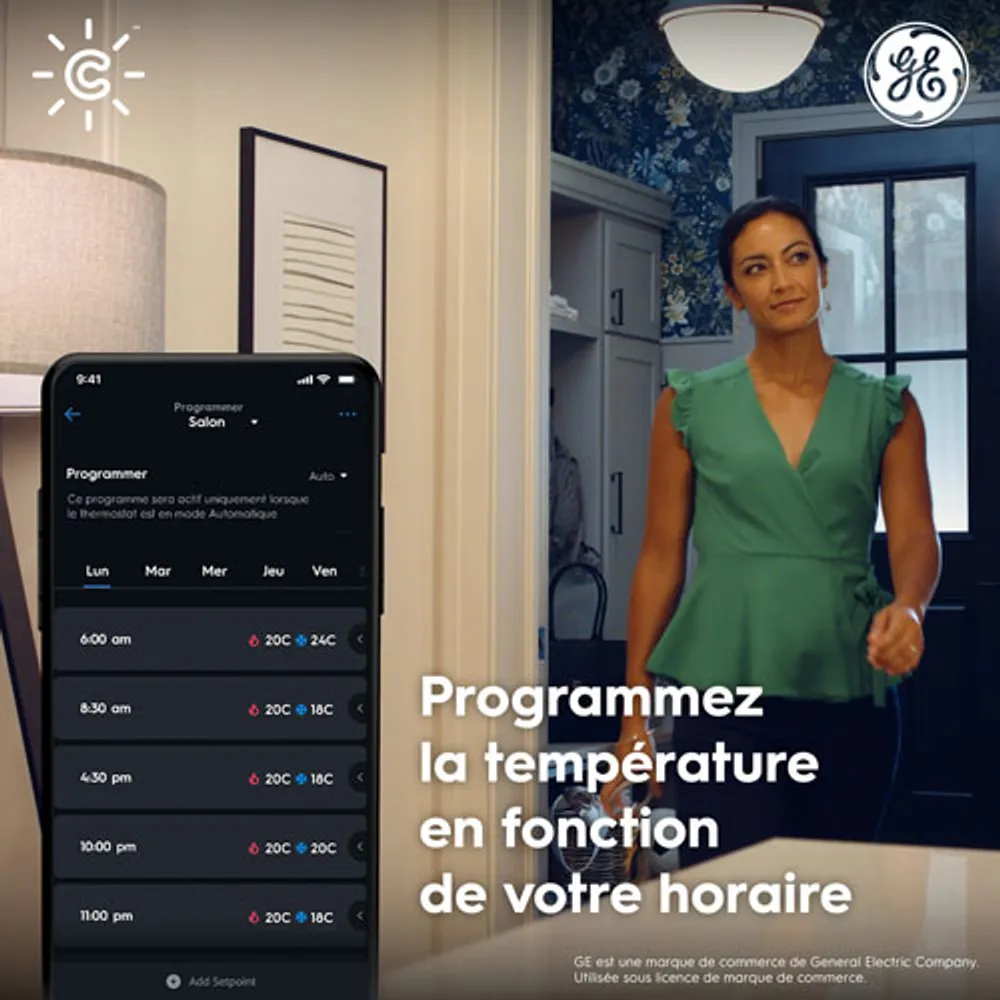 GE Cync Smart Wi-Fi Thermostat - Black
