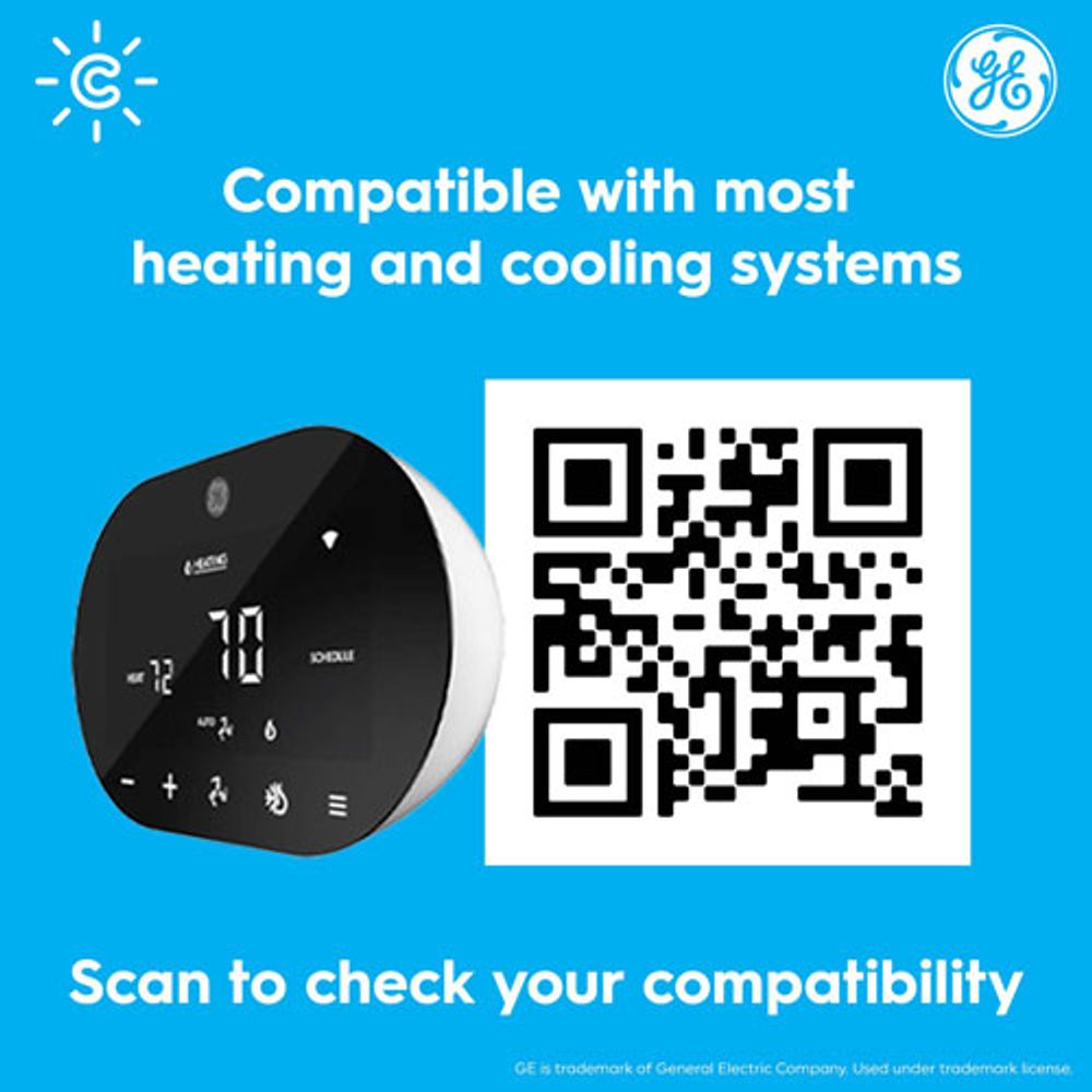 GE Cync Smart Wi-Fi Thermostat - Black