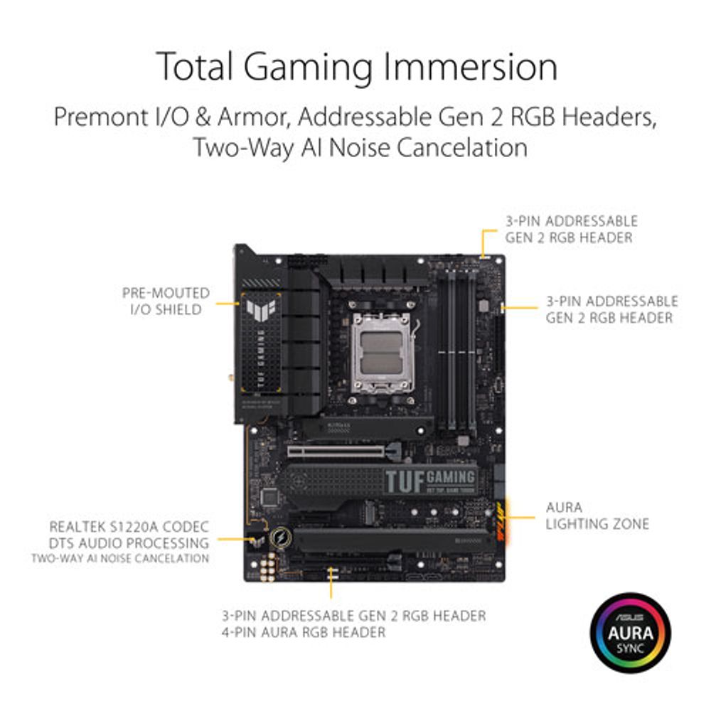 Asus TUF Gaming X670E-PLUS Gaming Wi-Fi 6E AM5 DDR5 Motherboard for AMD Ryzen 9000/8000/7000 Series CPUs