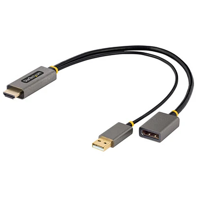 Câble adaptateur HDMI 4K 60 Hz à DisplayPort avec alimentation USB de 0,3 m (1 pi) de StarTech (128-HDMI-DISPLAYPORT)