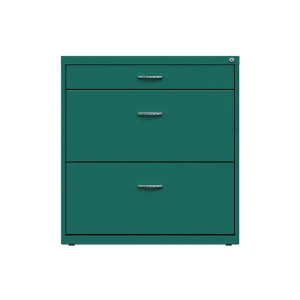 Space Solutions 18in Deep 3 Drawer Mobile Metal File Cabinet Teal