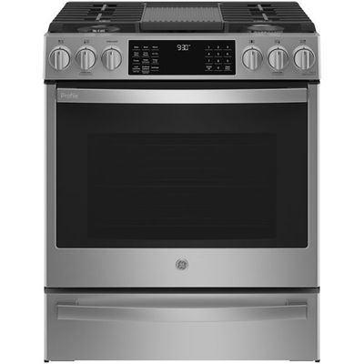 Open Box - GE Profile 30" 5.6 Cu.Ft. Slide-In Gas Air Fry Range (PCGS930YPFS) -Stainless -Scratch & Dent