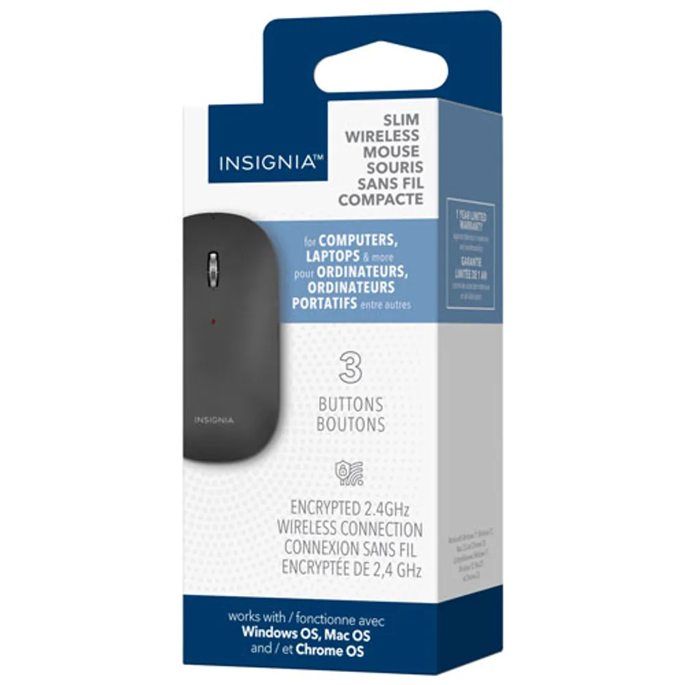 Insignia Slim 1600 DPI Wireless Optical Mouse - Black - Only at Best Buy