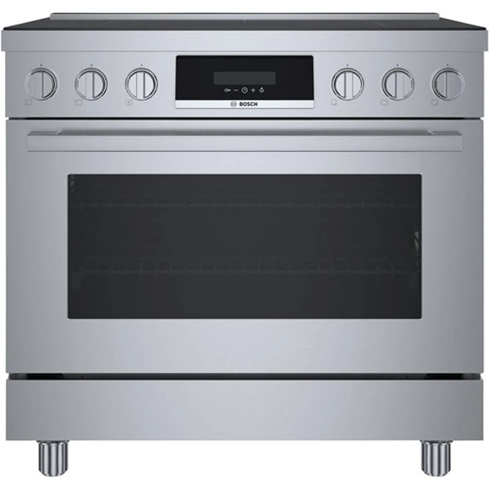 Cuisinière à induction à convection véritable 5 éléments 36 po série 800 po de Bosch (HIS8655C) - Inox