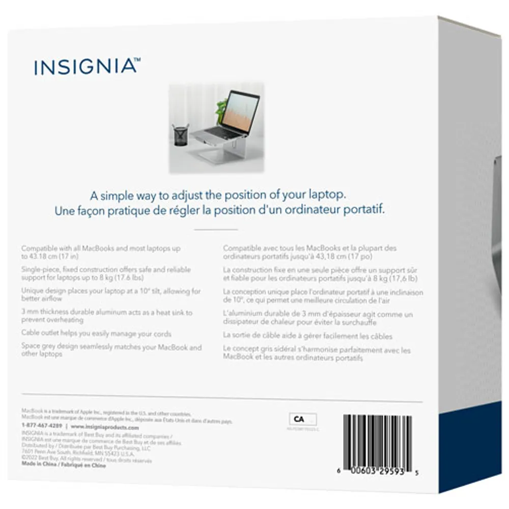 Insignia Ergonomic Laptop Stand - Space Grey - Only at Best Buy