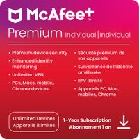 McAfee+ Premium Individual (PC/Mac/Android/iOS) - Unlimited Devices - 1 Year - Digital Download