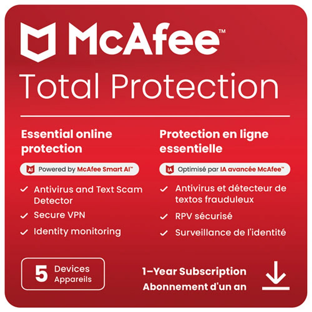 McAfee Total Protection (PC/Mac/Android/iOS) - appareils - 1 an