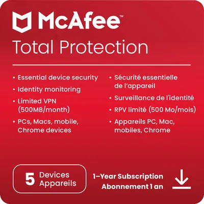 McAfee Total Protection (PC/Mac/Android/iOS) - Devices - 1 Year